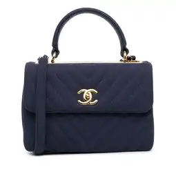 Walmart Pre-Owned Authenticated Chanel Satchel Cotton Dark Blue Women (Good) offer