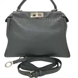 Walmart Pre-Owned FENDI 8BN226 Peekaboo Regular Shoulder Bag Handbag Grey Women's (Good) offer