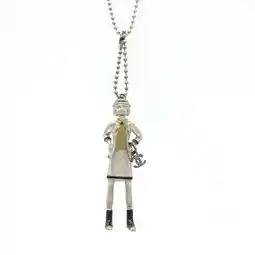 Walmart Pre-Owned CHANEL Mademoiselle Doll Necklace Pendant Charm Metal Beige Black Silver 02... (Good) offer