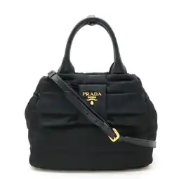 Walmart Pre-Owned PRADA Prada Ribbon Handbag Tote Bag Shoulder Nylon Leather NERO Black 1BG005 (Good) offer