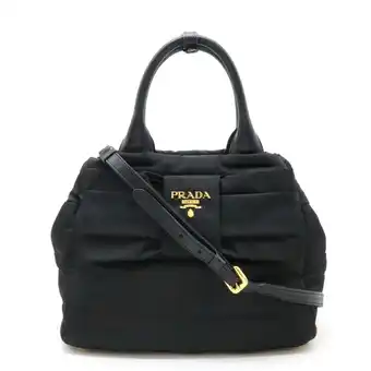 Walmart Pre-Owned PRADA Prada Ribbon Handbag Tote Bag Shoulder Nylon Leather NERO Black 1BG005 (Good) offer