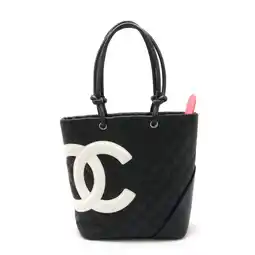 Walmart Pre-Owned CHANEL Cambon Line Medium Tote Bag Shoulder Soft Calfskin Black White A25167 (Good) offer