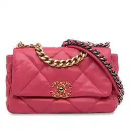 Walmart Pre-Owned Authenticated Chanel Satchel Lambskin Leather Dark Pink Women offer