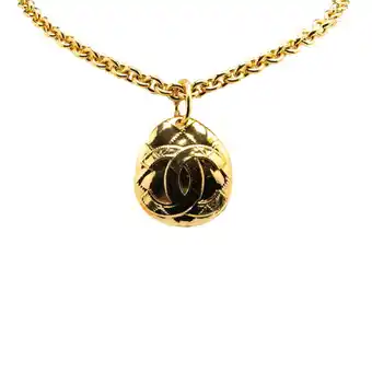 Walmart Pre-Owned Chanel Coco Mark Matelasse Necklace Gold Plated Women's CHANEL (Good) offer