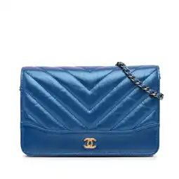 Walmart Pre-Owned Authenticated Chanel Crossbody Bag Calf Blue Women offer