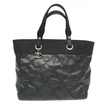 Walmart Pre-Owned Chanel Paris Biarritz A34209 Women's Coated Canvas,Leather Tote Bag Black (Good) offer