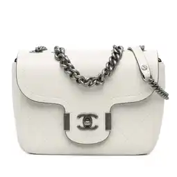 Walmart Pre-Owned Authenticated Chanel Satchel Calf White Women offer