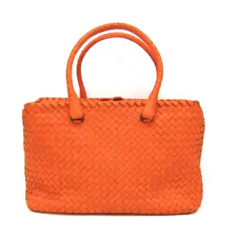 Walmart Pre-Owned Bottega Veneta Intrecciato Men,Women Leather Handbag,Shoulder Bag Orange (Good) offer