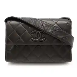 Walmart Pre-Owned CHANEL Chanel Matelasse Coco Mark Shoulder Bag Leather Black (Good) offer