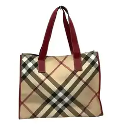 Walmart Pre-Owned BURBERRY LONDON Burberry London Nova Check Tote Bag Red MK-1080 (Fair) offer