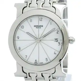 Walmart Pre-Owned Polished HERMES H Watch Rond Steel Quartz Unisex Watch HR1.510 BF578284 (Good) offer