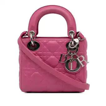 Walmart Pre-Owned Authenticated Mini Lambskin Cannage Lady Dior Leather Pink Satchel Unisex (Good) offer