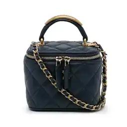 Walmart Pre-Owned Authenticated Chanel Satchel Lambskin Leather Navy Women offer