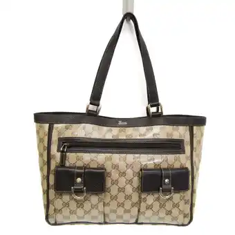 Walmart Pre-Owned Gucci GG Crystal 268639 Women's Leather,PVC Tote Bag Beige,Dark Brown (Good) offer