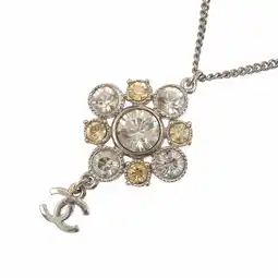 Walmart Pre-Owned Chanel Rhinestone Necklace for Women, Metal, Silver, A12V, Coco Mark (Good) offer