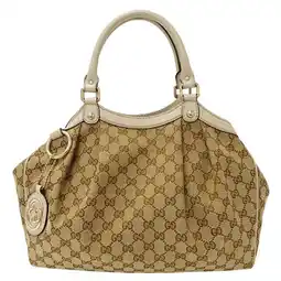 Walmart Pre-Owned GUCCI Women's GG Canvas Tote Bag Sukey Beige 211944 (Good) offer