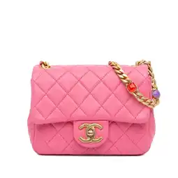 Walmart Pre-Owned Authenticated Chanel Crossbody Bag Lambskin Leather Pink Women offer