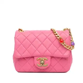 Walmart Pre-Owned Authenticated Chanel Crossbody Bag Lambskin Leather Pink Women offer