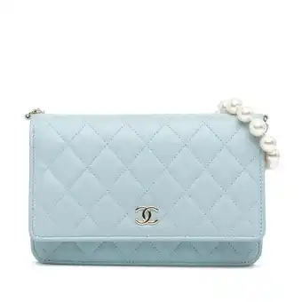 Walmart Pre-Owned Authenticated Chanel Crossbody Bag Lambskin Leather Light Blue Women (Good) offer