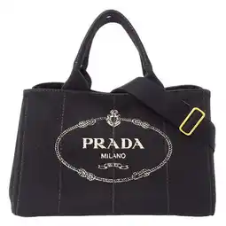 Walmart Pre-Owned PRADA Women's Handbag Shoulder Bag 2way Canvas Canapa M Black BN2642 (Fair) offer