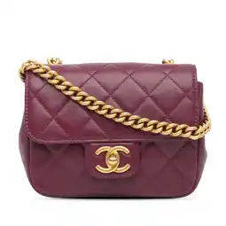 Walmart Pre-Owned Authenticated Chanel Crossbody Bag Lambskin Leather Purple Women offer