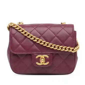 Walmart Pre-Owned Authenticated Chanel Crossbody Bag Lambskin Leather Purple Women offer