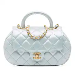 Walmart Pre-Owned Authenticated Chanel Satchel Lambskin Leather Light Blue Women offer