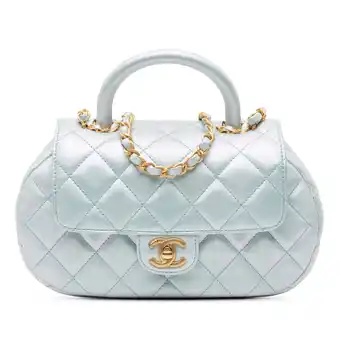 Walmart Pre-Owned Authenticated Chanel Satchel Lambskin Leather Light Blue Women offer