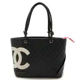 Walmart Pre-Owned CHANEL Cambon Line Coco Mark Large Tote Shoulder Bag Soft Calfskin Black... (Good) offer