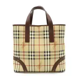 Walmart Pre-Owned BURBERRY Nova Check Pattern Tote Bag Handbag PVC Leather Beige Black... (Good) offer