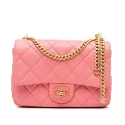 Walmart Pre-Owned Authenticated Chanel Shoulder Bag Lambskin Leather Pink Women offer