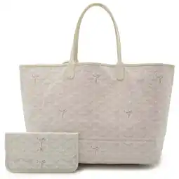 Walmart Pre-Owned GOYARD Saint Louis PM Tote Bag Shoulder Coated Canvas Leather White Grey (Good) offer