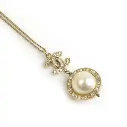 Walmart Pre-Owned CHANEL Necklace Coco Mark Metal Faux Pearl Gold Off-White Women's e59728g (Good) offer