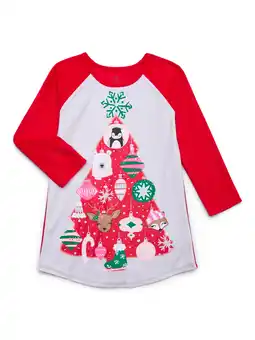 Walmart Holiday Time Girls Sleep Gown with Long Sleeves, Sizes 4-18 & Plus offer