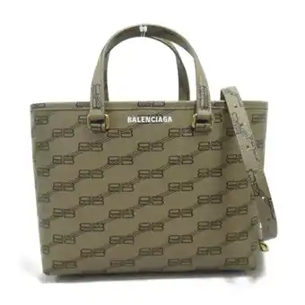 Walmart Pre-Owned BALENCIAGA Signature 2way Shoulder Bag Brown Beige PVC coated canvas... (New) offer