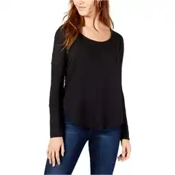 Walmart Lucky Brand Womens Exposed-Seam Thermal Basic T-Shirt, Black, X-Small offer