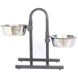 Walmart Iconic Pet Adjustable Stainless Steel Pet Double Diner For Dog (U Design), 2 Qt, 64 Oz, 8 Cup offer