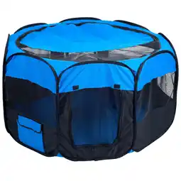 Walmart Petmaker Pop Up Dog Playpen, Blue/Black, 42L x 42W x 25H offer