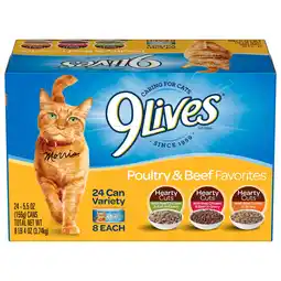 Walmart 9Lives Poultry and Beef Favorites Variety Pack Wet Cat Food, 5.5-Ounce Can, 24 Count offer