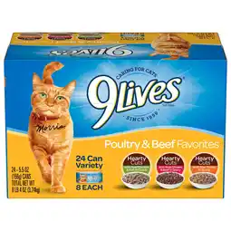 Walmart 9Lives Poultry and Beef Favorites Variety Pack Wet Cat Food, 5.5-Ounce Can, 24 Count offer