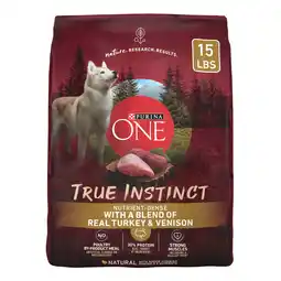 Walmart Purina ONE True Instinct Dry Dog Food for Adults, High Protein Real Turkey & Vension, 15 lb Bag offer