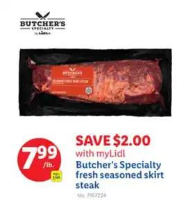 Lidl Butcher's Specialty fresh seasoned skirt steak offer