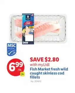 Lidl Fish Market fresh wild caught skinless cod fillets offer