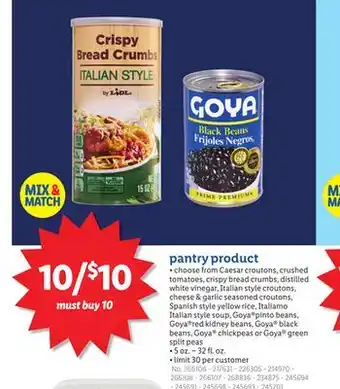 Lidl pantry product offer