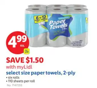 Lidl select size paper towels, 2-ply offer