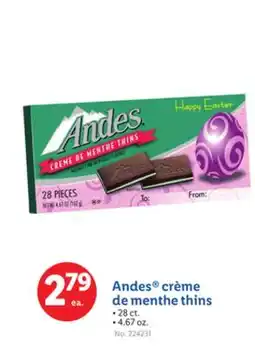 Lidl Andes crème de menthe thins offer