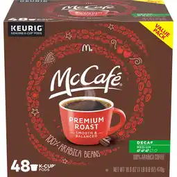 Walmart McCafe Premium Roast Decaf Coffee K-Cup Pods, Decaffeinated, 48 ct - 16.6 oz Box offer