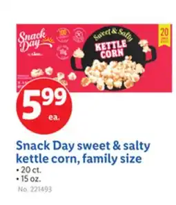 Lidl Snack Day sweet & salty kettle corn, family size offer