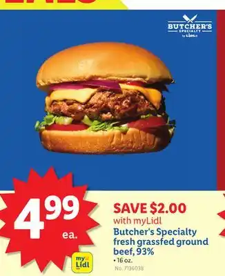 Lidl Butcher's Specialty fresh grassfed ground beef, 93% offer