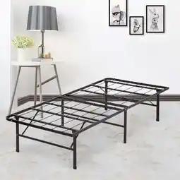 Walmart FDW Black Metal Bed Frame Platform Twin Size 14 Inch Heavy Duty Steel offer